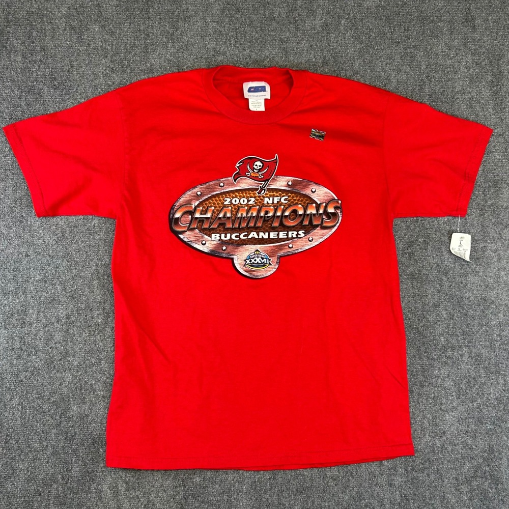 Vintage CSA Tampa Bay Buccaneers 2002 NFC Champions Super Bowl T-Shirt Red L NWT
